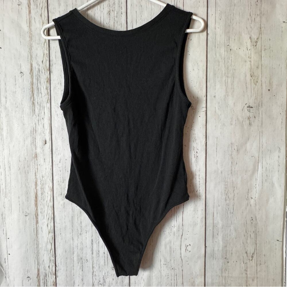 American Eagle Sleeveless Ribbed Black Bodysuit Sz XL